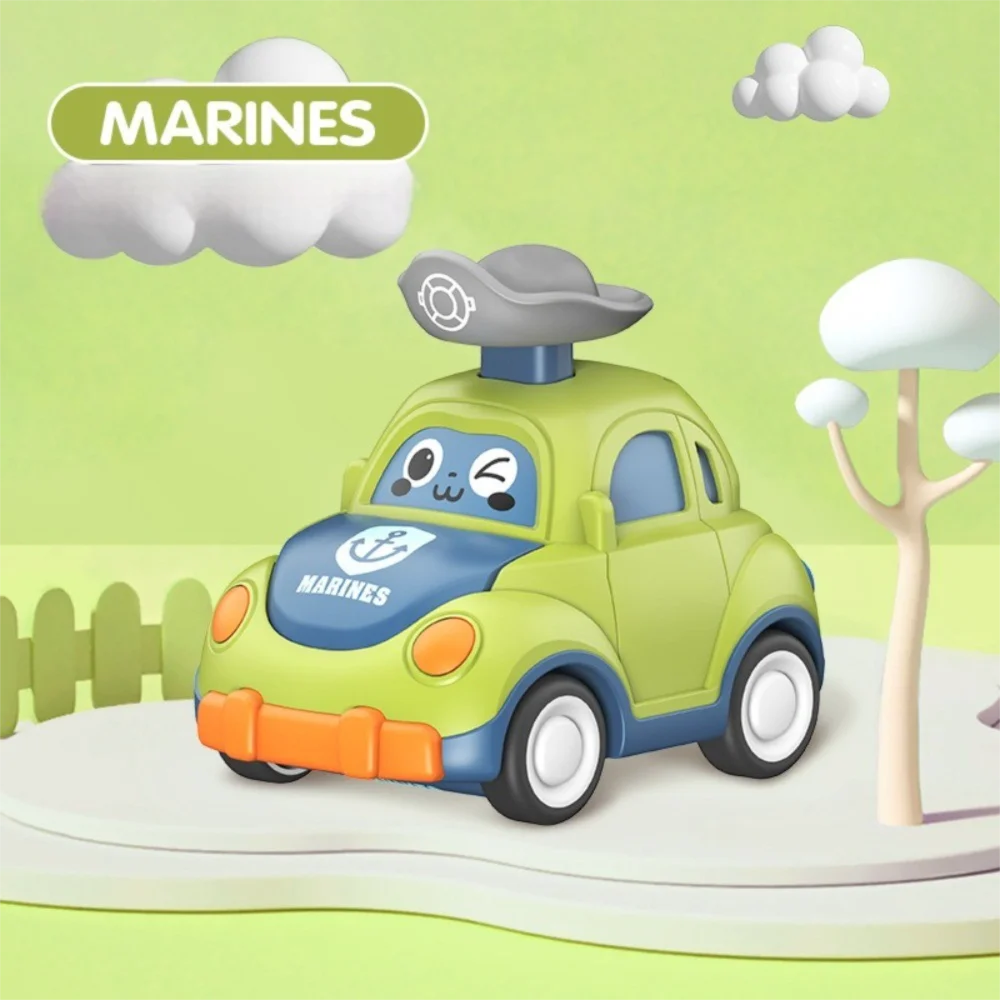 

Plastic Baby Cartoon Toy Car Pull Back Mechanism Press Go Function Inertia Pull Back Cars Mini Size Inertia Power