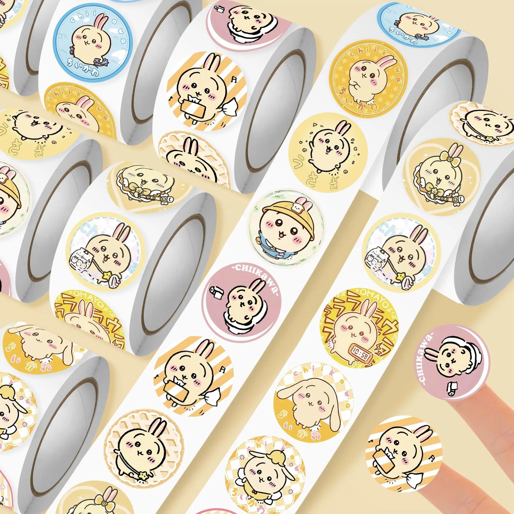 500 autocollants Chiikawa mignons de dessins animés, étiquettes décoratives créatives pour fêtes, bonbons, rouleaux d'autocollants, cadeaux
