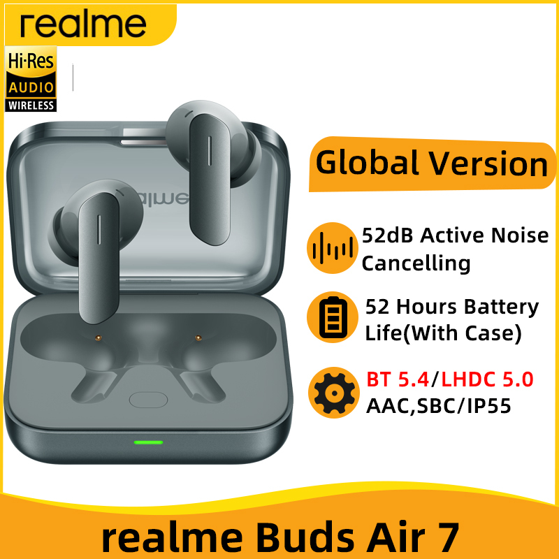 Global Version realme Buds Air 7 52dB Active Noise Cancelling True Wireless Earphone 52Hour Battery Bluetooth 5.4 TWS Headphone