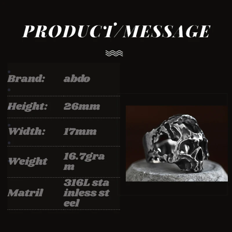 Hip-Hop Men's Biker Rings With Cross Ghost Hollow Head Skull Ring Punk Rock Biker Jewelry Accessories Wholesale
