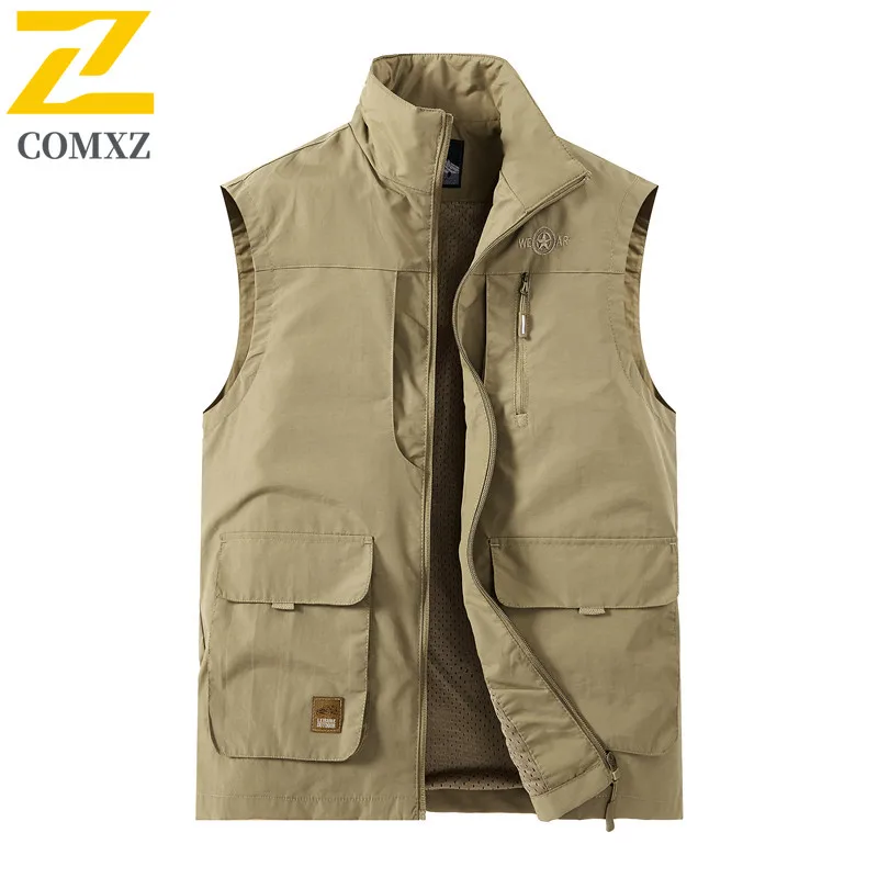 2025 Brand Outdoor Vest Men's New Tooling Coat Solid Color Multi-Pocket Sleeveless Work Waistcoat Casual Loose Unloading Vests
