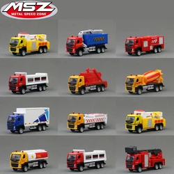 1/72 Volvo Engineering Fire Engine Dump Mixer Garbage Truck Toy Car Model Diecast Vehicle Miniature Pull Back Collection Gift