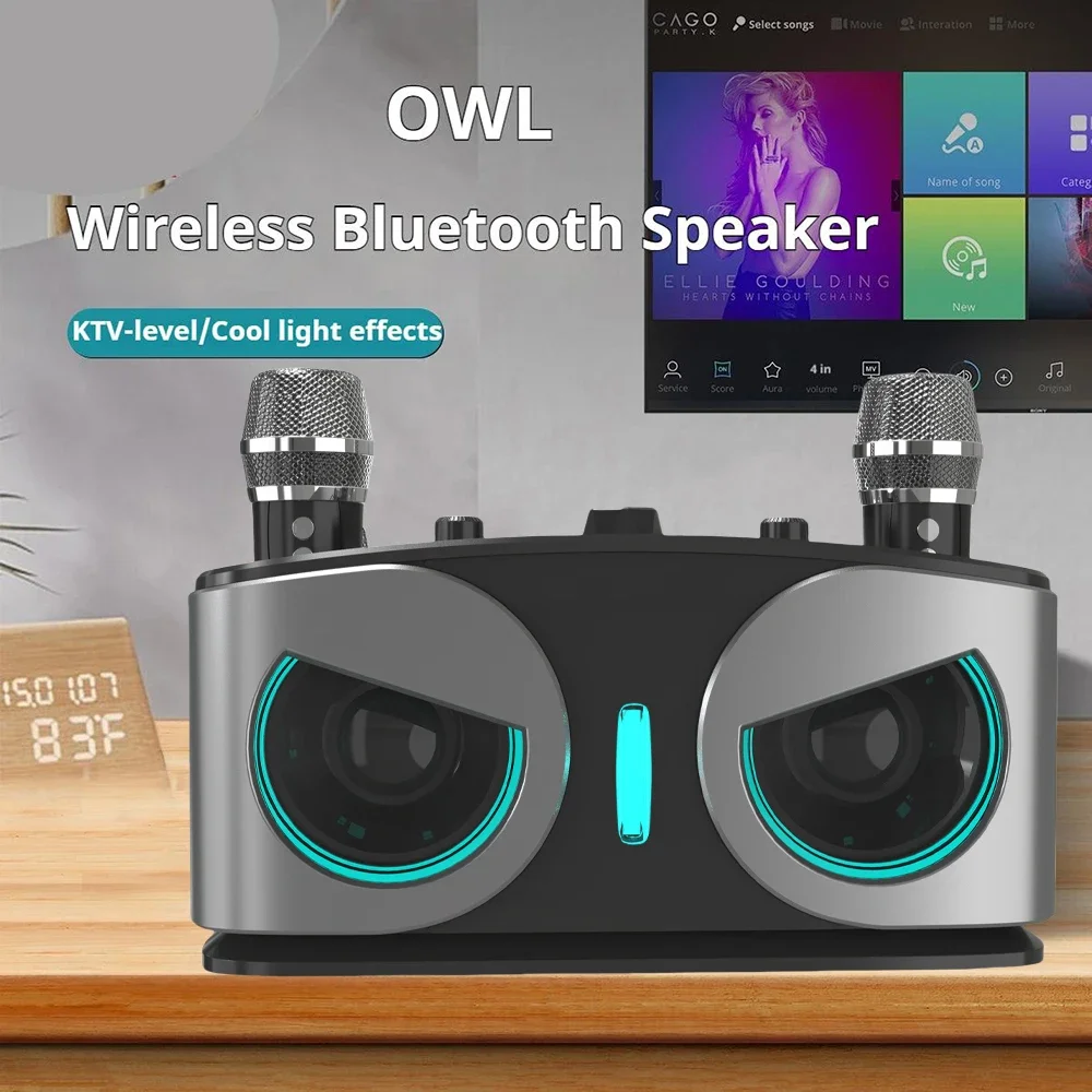 

Караоке-машина «Совы» для детей и взрослых, портативный караоке-микрофон, поющий динамик, Bluetooth-караоке-плеер с двумя беспроводными микрофонами
