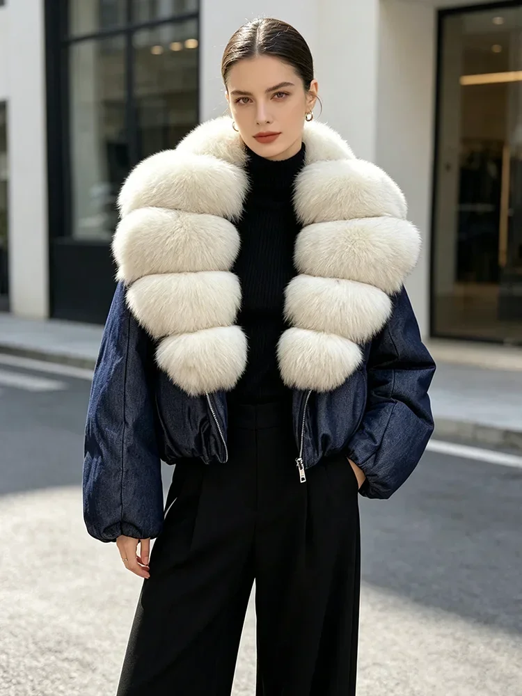 OFTBUY 90% White Duck Down Coat Luxury Winter Puffer Jacket Women Female Real Natural Fox Raccoon Fur Thick Warm Parkas