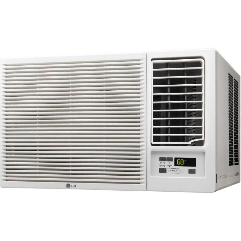 Aire acondicionado de ventana 7.500 BTU con calor auxiliar, controles electrónicos con control remoto, 2 velocidades para frío, calor y ventilador