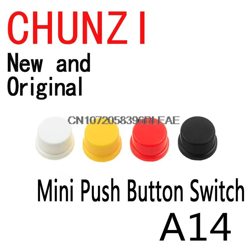 20PCS For PCB Momentary Tactile Tact Mini Push Button Switch Module DIP 4PIN Round Cap Ibuw A14 A24 Red black White Green Yellow