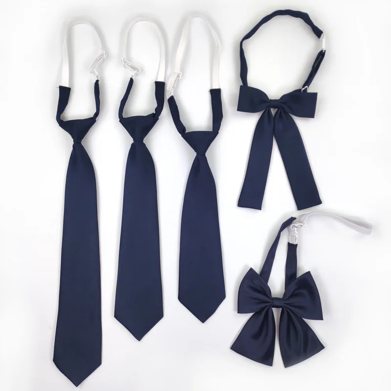 38CM Navy Lazy Ties For Kindergarten Primary Student Bowknot Men Women Bow Tie School Uniform Collar Butterfly Rubber Neckties