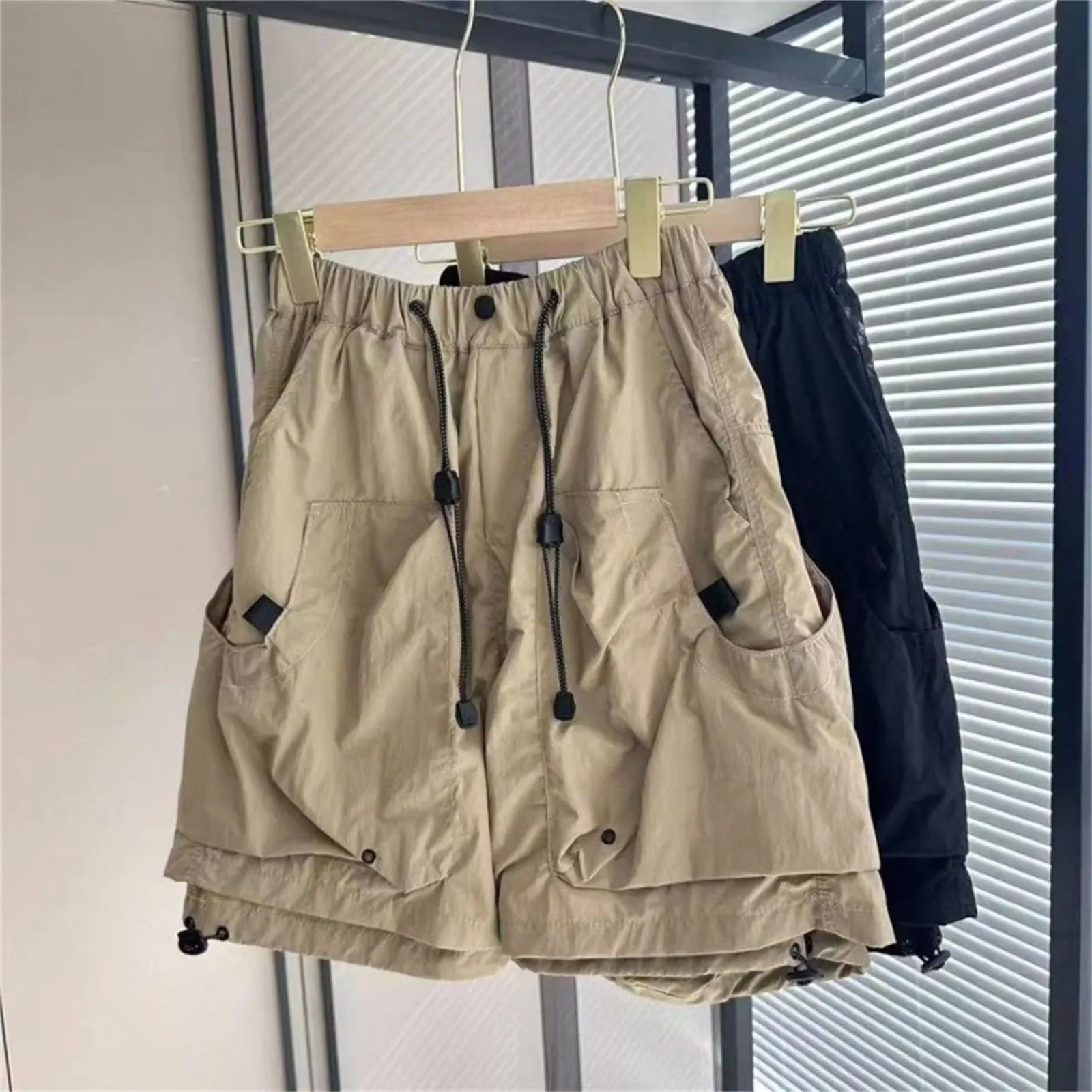 American Summer Cargo Pants Men Women Casual Safari Short Joggers Pocket Waterproof Workwear Shorts Japanese Streetwear Capris