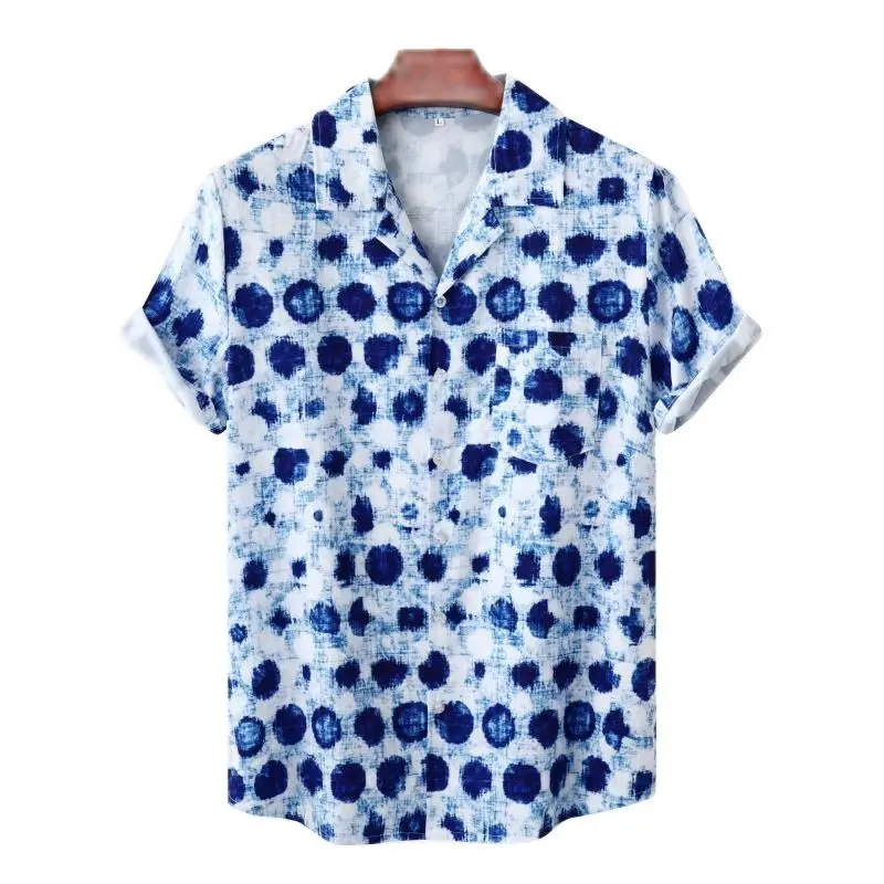 

Mens Summer Beach Aloha Shirts Stylish Vintage Blue Floral Hawaiian Shirt Men Casual Button Down Short Sleeve Chemise Homme XXXL