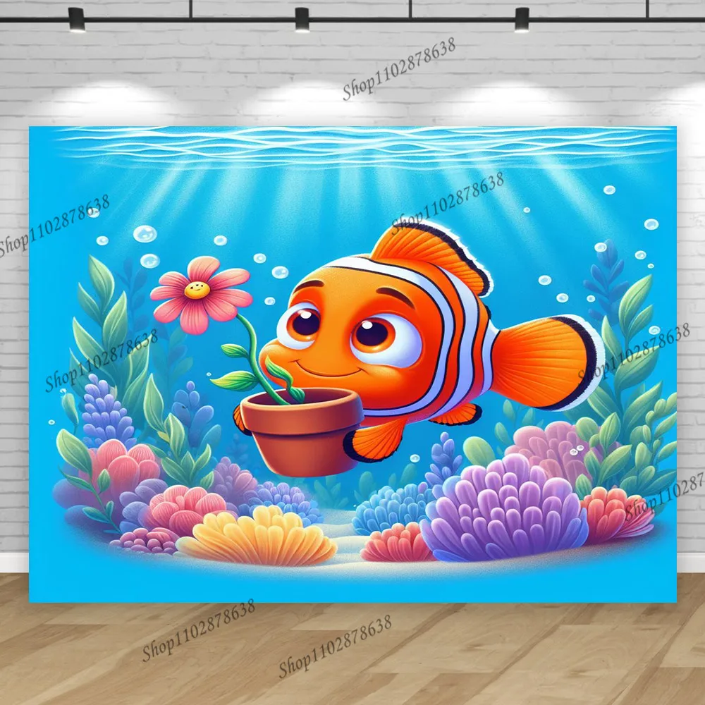 Finding Nemo Little Backdrop Party Decoration Children Boy Birthday Photography Background Dory Marlin Ocean Adventure Banner