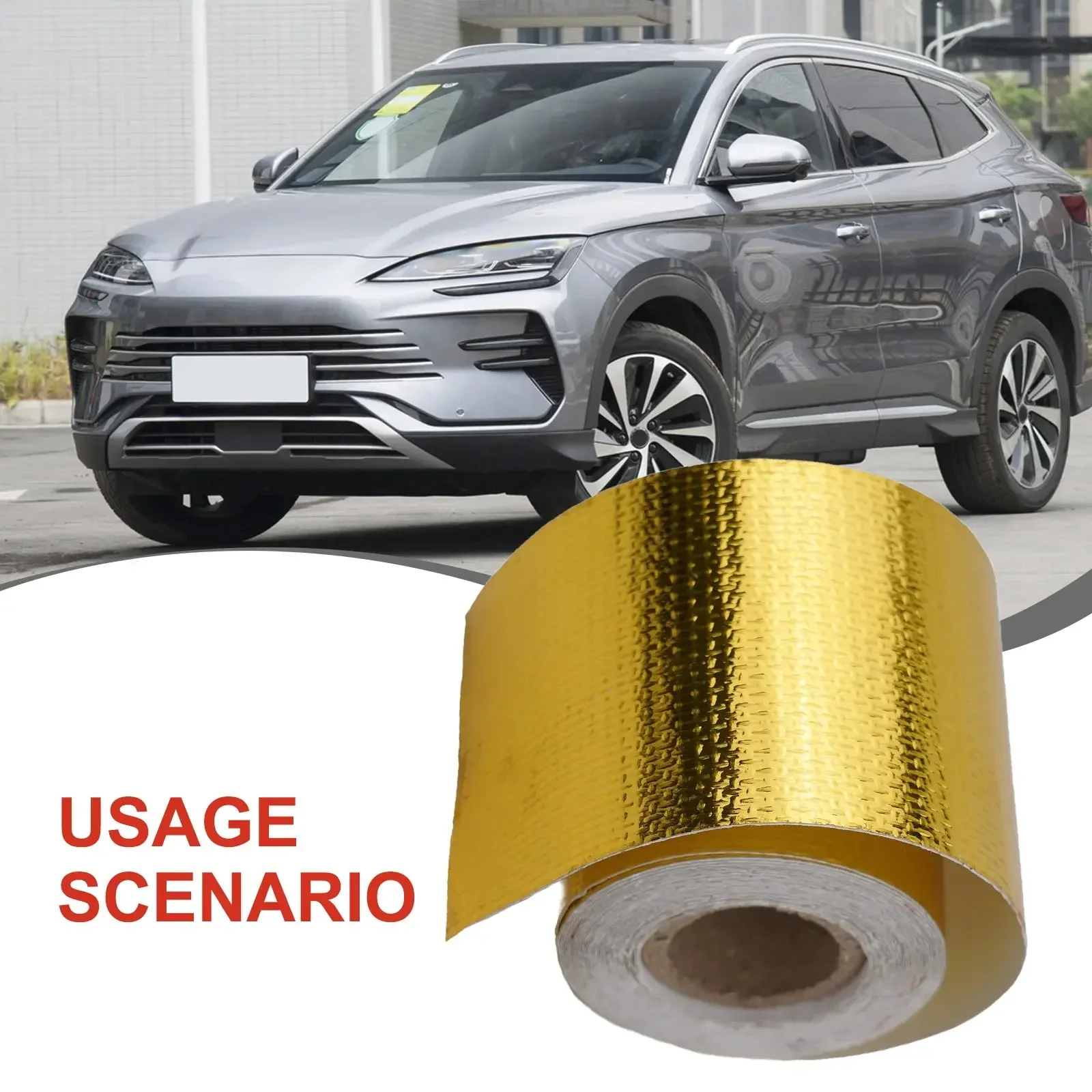 

Tape Insulation Tape Air Intake Pipe Aluminum Foil Glass Fiber Golden Golden Design Niversal Fitment Car Truck Parts