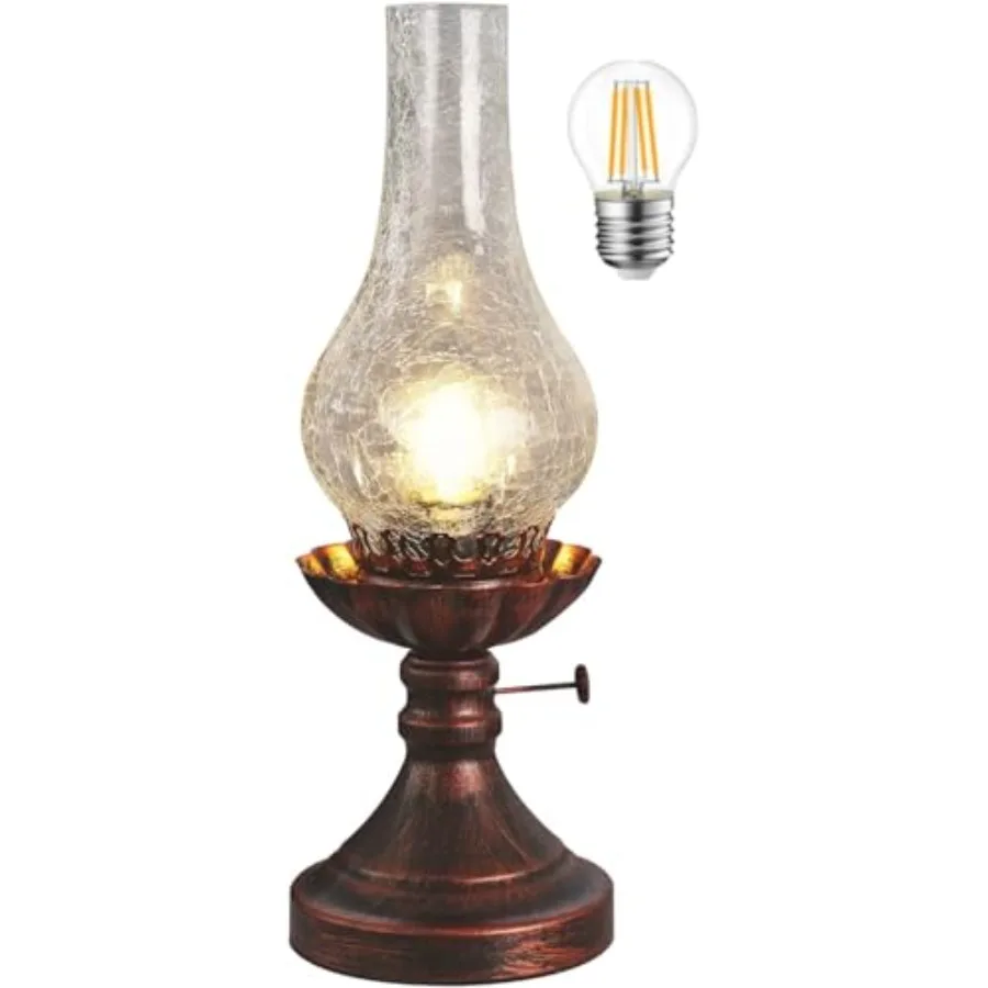 

Vintage Table lamp Antique Rustic Farmhouse Desk Lamps Western Victorian Crackled Glass Design Bedside Lamps Living Room Bedroo
