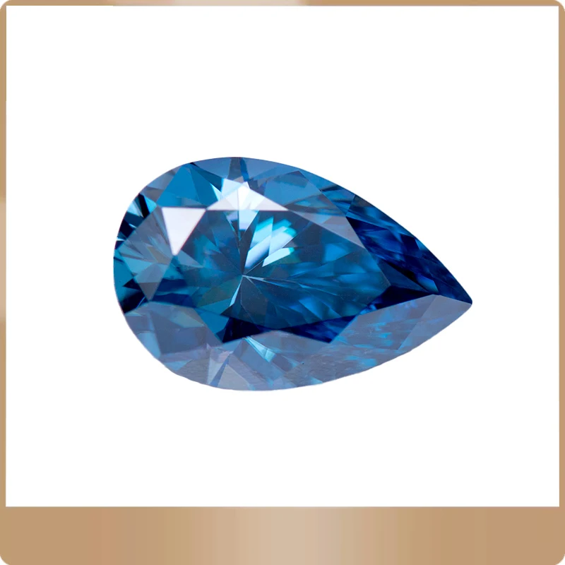 Moissanite Stone Pear Cut  Sapphire Blue Colour Lab Created Heat Diamond Jewelry Making Materials with GRA Certificate