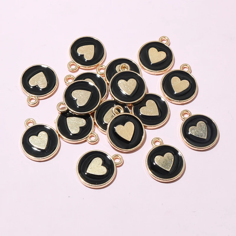 

20 шт. 14,5x12 мм эмалированные двухсторонние подвески в форме сердца кулон DIY аксессуары для изготовления ювелирных изделий