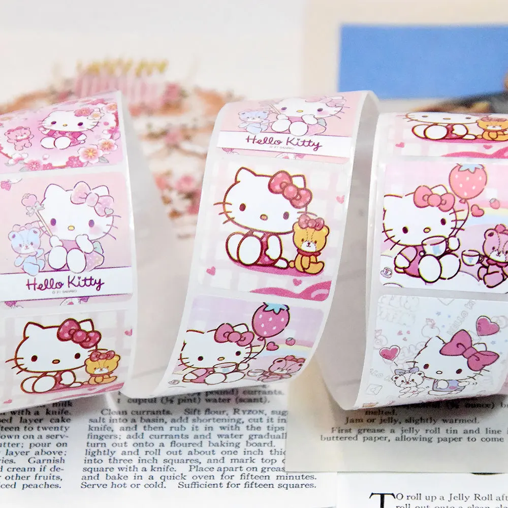 Sanrio Cartoon Sticker Roll/500pcs Cute Cinnamoroll My Melody Kuromi Reward Stickers Student Handbooks Gift Decorative Stickers