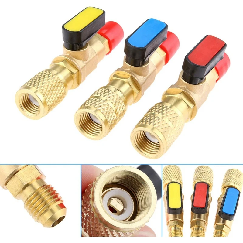 R22 Refrigerant Ball Valve Brass Air Conditioning Refrigerant Shut-Off Valve Connecting To Hose Refrigeration Tool