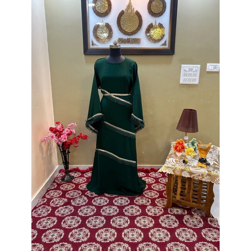 Green Kaftan African Attire Bridesmaid Long Gown Party Wear Dress India & Pakistan Clothing