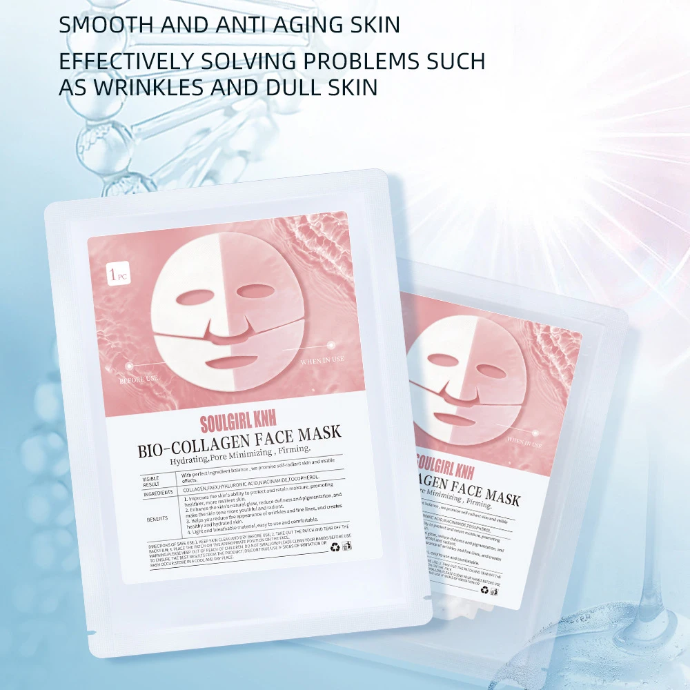 1PC Absorbable Bio-Collagen Face Mask Anti Aging Firming Lift Soluble Split Facial Mask Brightening Moisturizing Skin Care