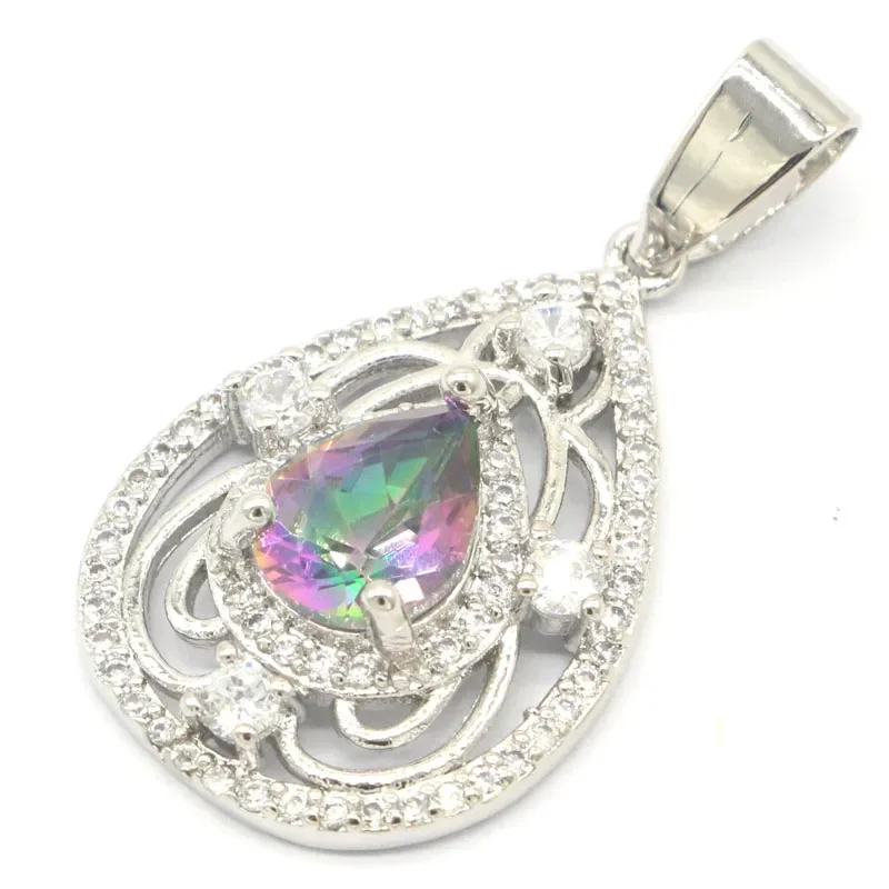 Buy 4 Get 1 Free Real 925 Solid Sterling Silver Pendant Real Red Ruby Green Emerald Fire Rainbow Violet Topaz Mystic Topaz CZ