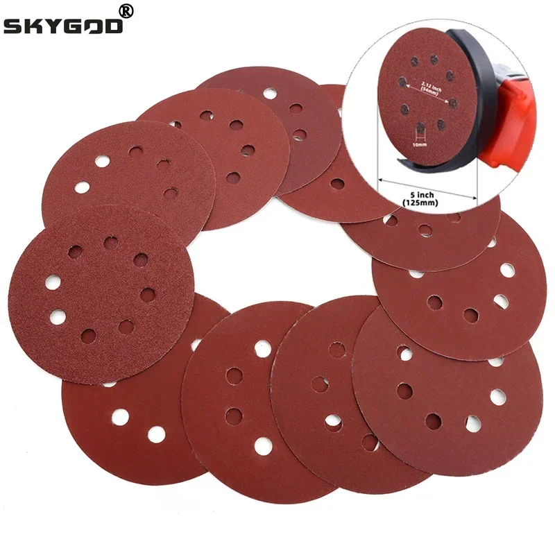 

5 Inch 8 Hole Sanding Discs for Random Orbital Sander 60-2000 Grits Abrasive Sheets 125mm Hook and Loop Adhesive Sandpaper