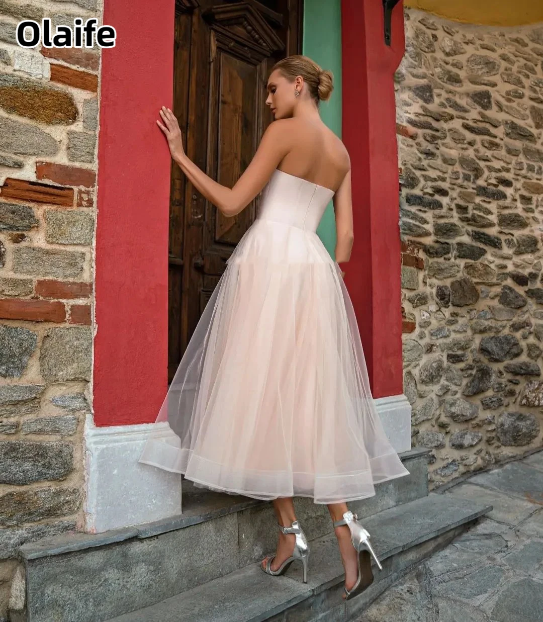 Olaife Short Sweetheart Tea Length Tulle Princess Zipper Sleeveless A Line Prom Dresses Custom Made Homecoming Wear