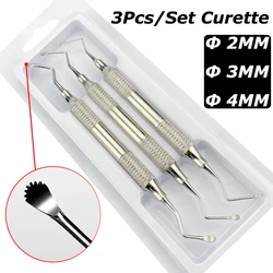 3Pcs/set Dental Curette Professional Jagged Stainless Steel Curettes Periodontal Bone Implant Instrument Tools