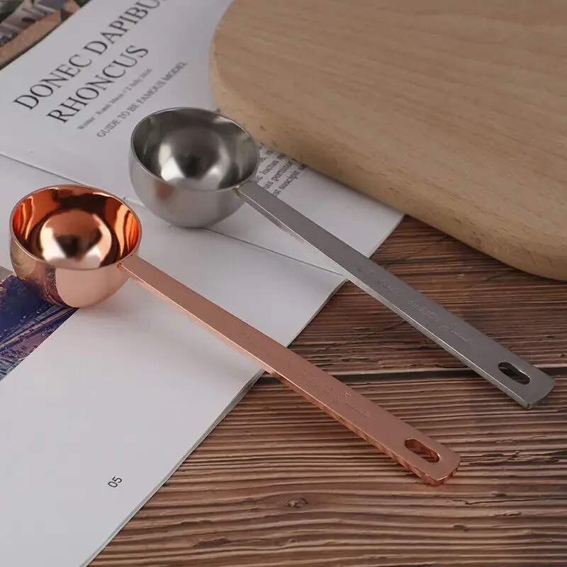 Measuring Spoon Coffee Scoop Long Handle Tablespoon Measuring Tools Silver Rose Gold Kitchen Sugar Scoop Milk Powder Spice Spoon