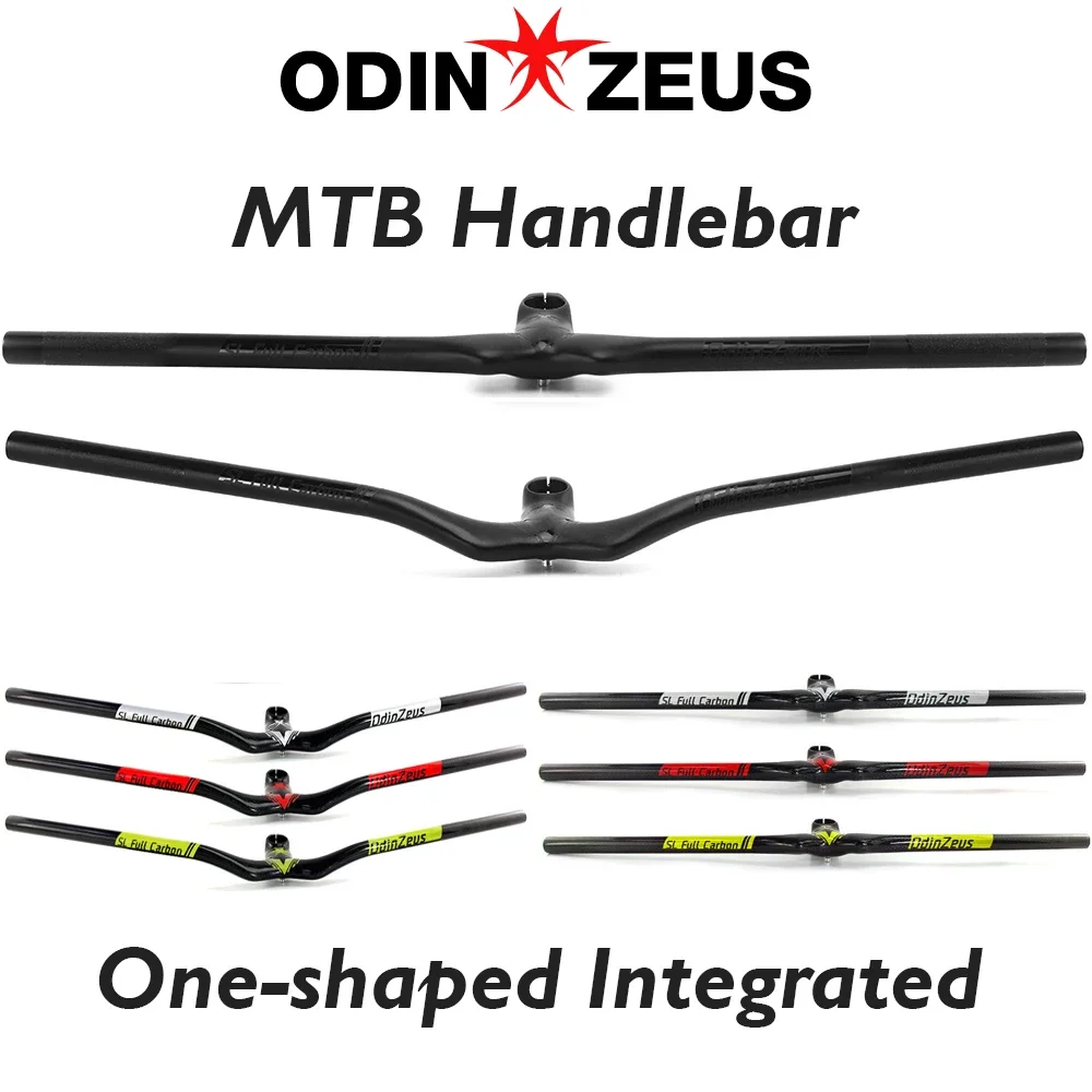 

OdinZeus-Full Carbon Fiber MTB Bicycle Riser, One-shaped Integrated Handlebar with Stem, Black Gloss, 3K