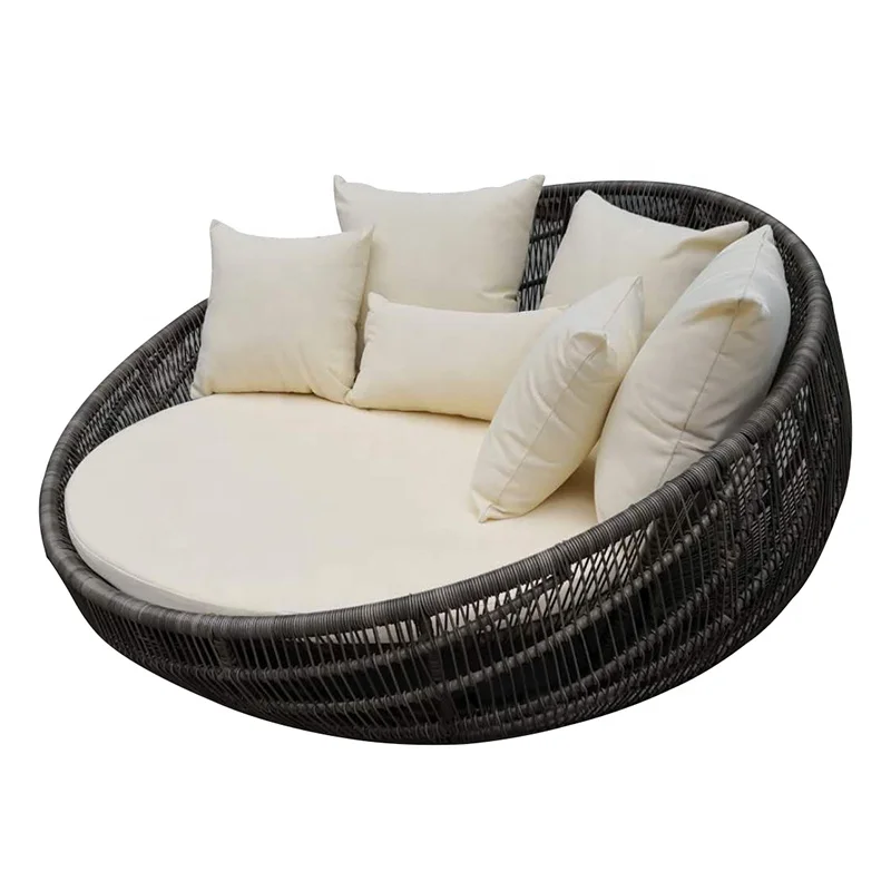 

Garden Set Outdoor Rattang Furniture Beach Sunbed Lounge Poolside Round Beds