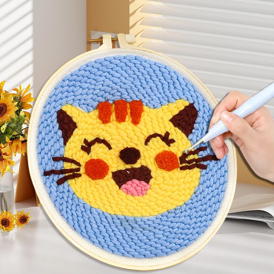 

CHENISTORY Punch Needle Embroidery Kit Cartoon Cute Animals Package Diy Crafts Sewing Embroidery Poke Handmade DIY Craft
