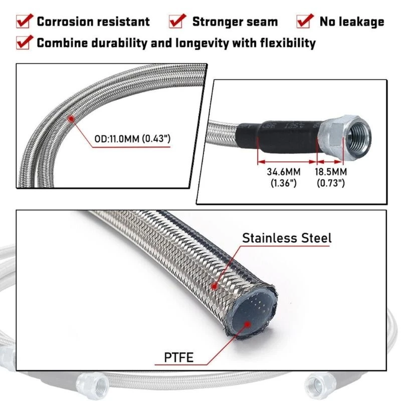 XA6H Stainless Braided Transmission Fluid Cooler Hose Line For 4L80E TH350 TH400 4L60E 4L80E 700R4 TR6060 C5 Transmission view 4