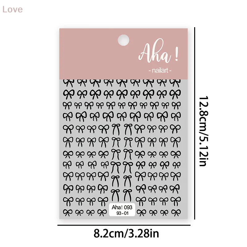 [L & P] 1 قطعة ثلاثية الأبعاد رقيقة أسود أبيض صغير القوس الشريط Bowknot ملصقات الأظافر ملصقات بمادة لاصقة عالية الجودة مسمار الفن الديكور