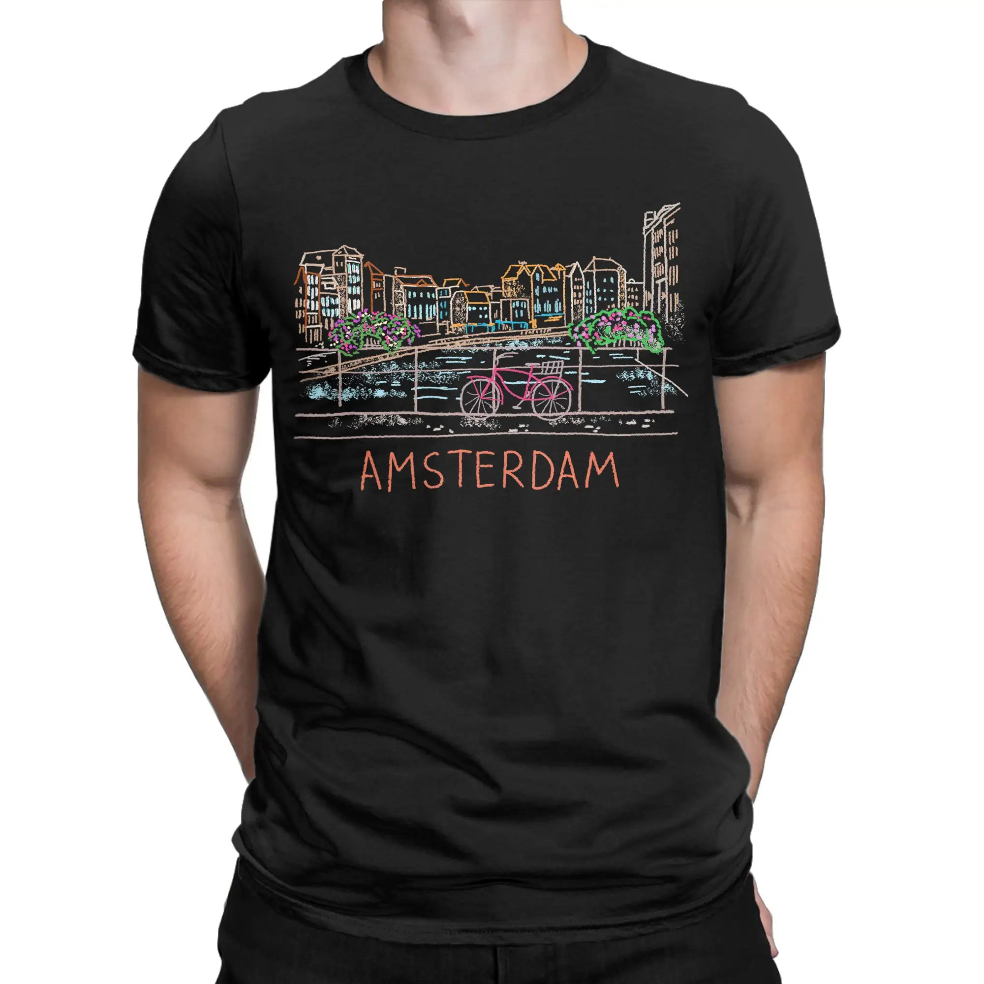 Cool Amsterdam T-Shirts Men Crew Neck Pure Cotton T Shirt  Short Sleeve Tees Plus Size Clothes view 2