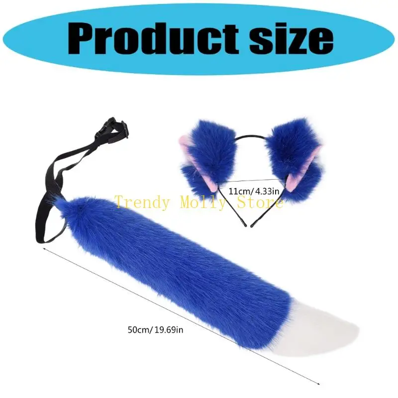 N5KB Complete anime vossen meisje accessoirebundel elastische hoofddeksel harige staart anime kostuum rekwisieten voor
