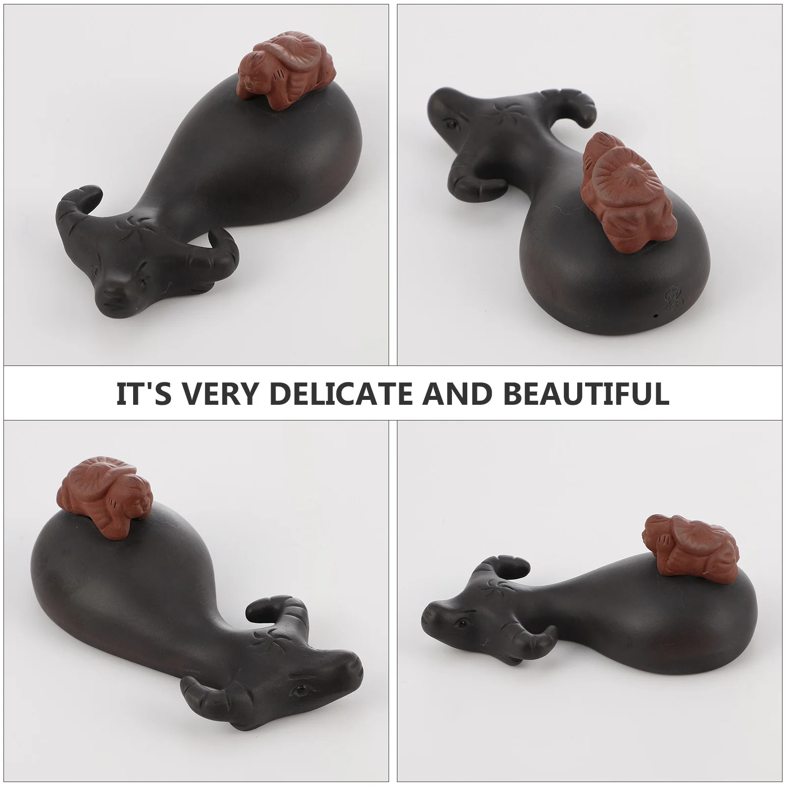 

Lovely Cow Fengshui Tea Pet Handcrafted Purple Clay Desktop Decoration for Tea Decor Table Adornment Home Furnishings