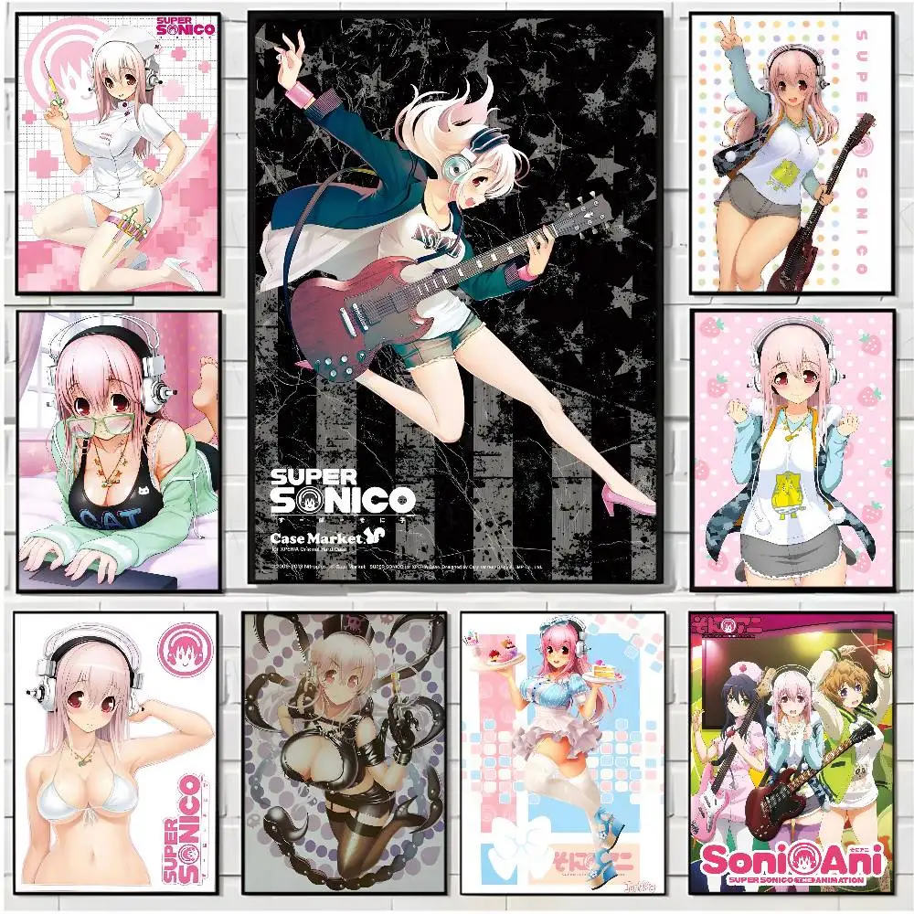 

Cute sexy anime characters SUPER SONICO Poster HD art poster for home living room bar office decoration sticky, waterproof