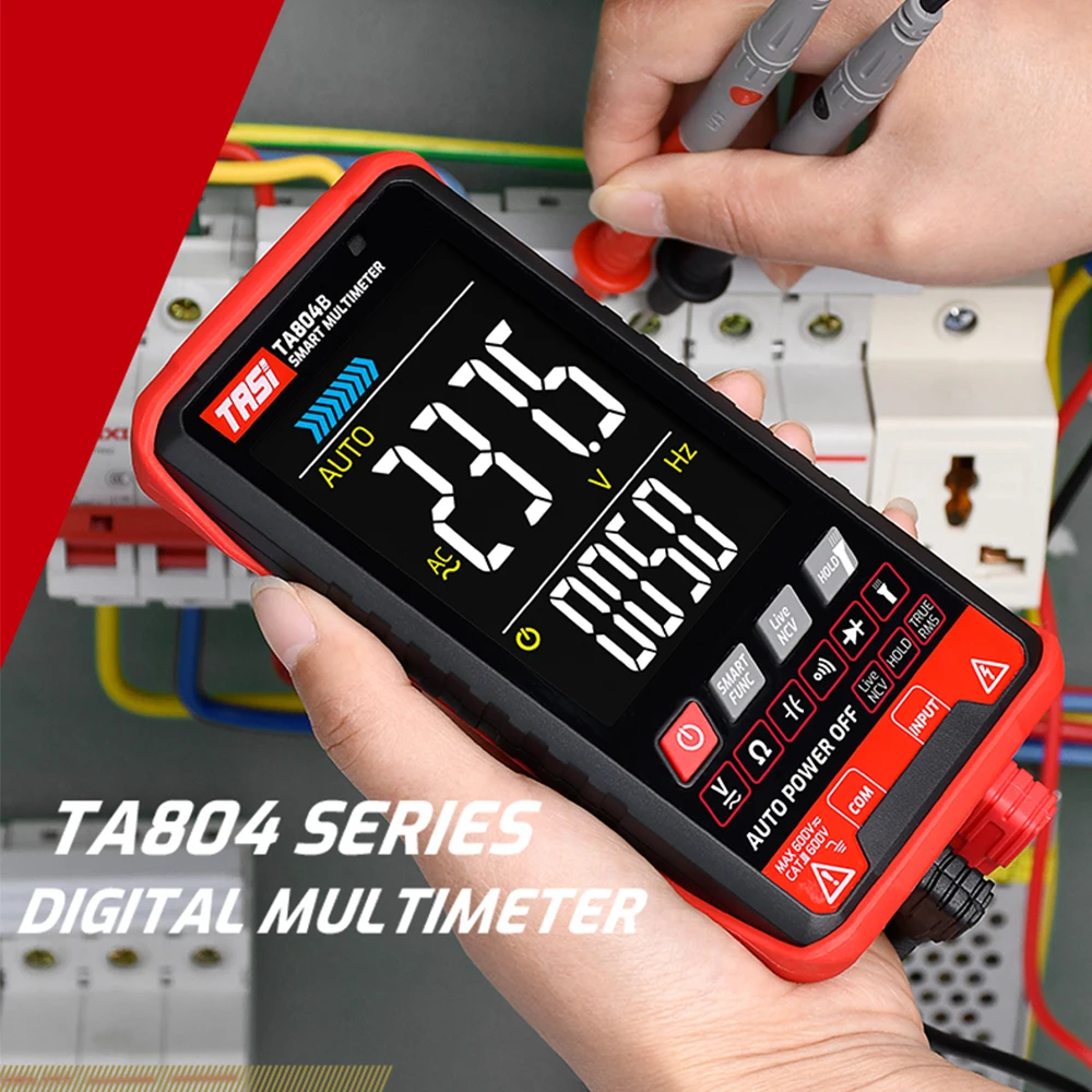 TASI TA804B Digital Multimeter Auto Tester Multimeters HD Color Screen Ultrathin Intelligent OHM NCV DC/AC Voltage Meter