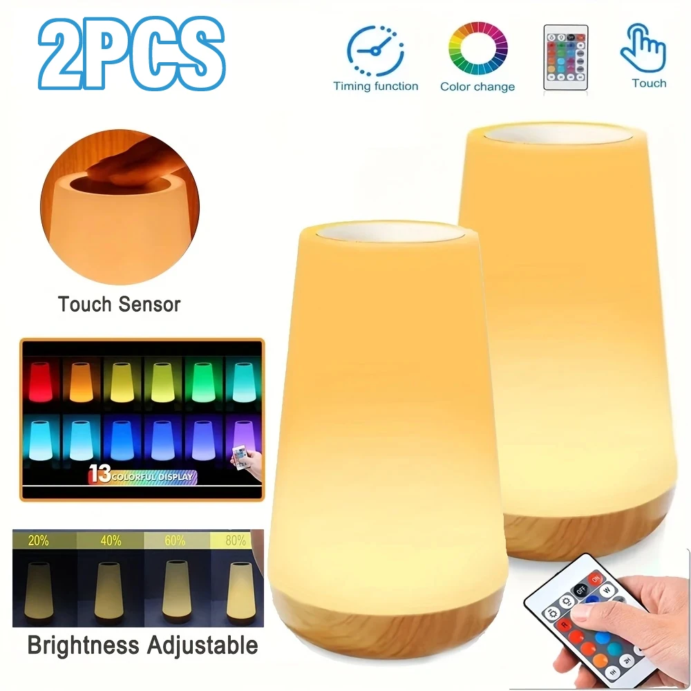 Smart Touch Night Light with Remote Control Adjustable 13 Lighting Modes Features Timer Shutdown USB Rechargeable