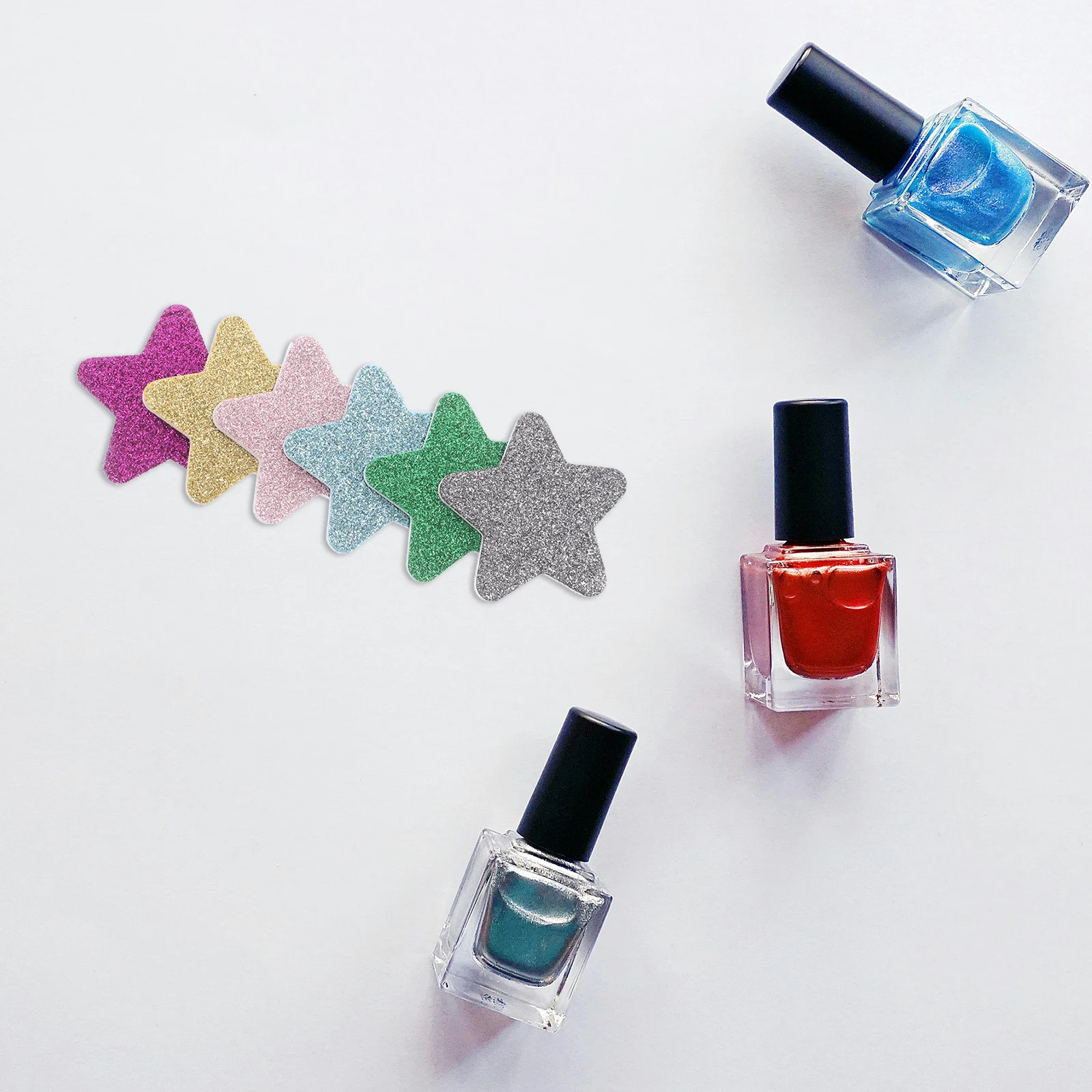 

12Pcs Star Shaped Disposable Nail File Strips Sparkly Buffers for Holiday Manicure Pedicure Travel Size Care Kit