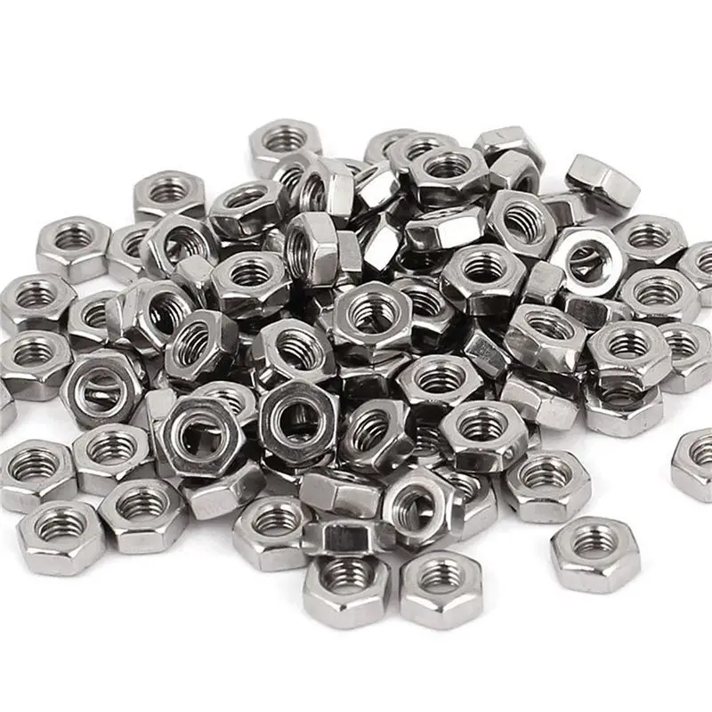 Top Sale Metric M3 Hex Nuts 304 Stainless Steel Fastener DIN934 400Pcs For Bolt