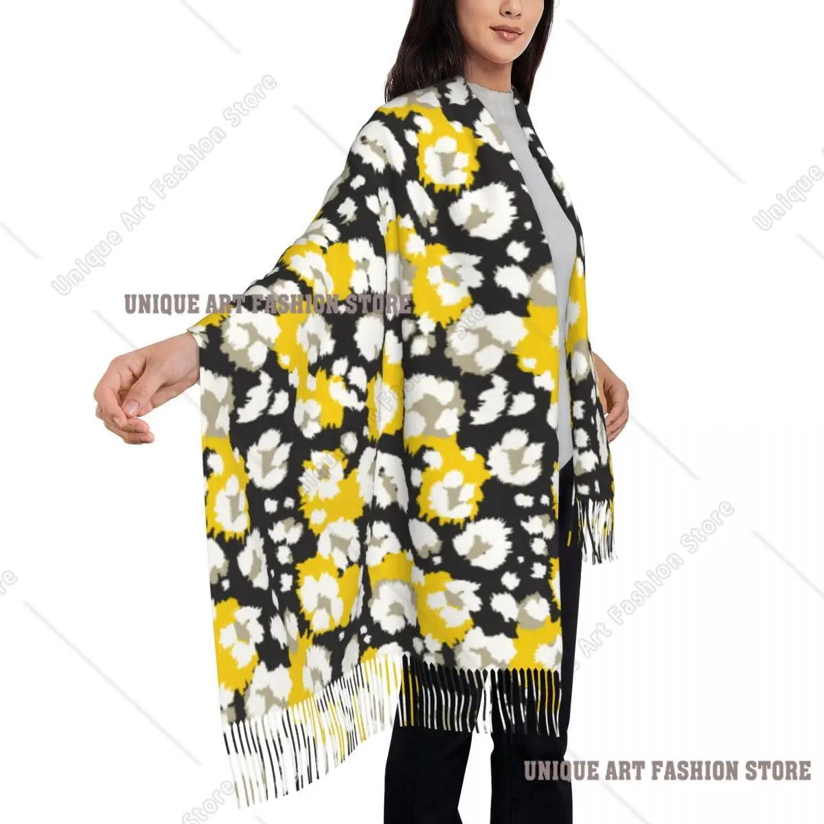 Sciarpa con nappa personalizzata con stampa leopardata Scialli morbidi da donna avvolge le sciarpe autunnali invernali femminili