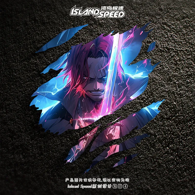 Red-Haired Shanks Creative Sticker Decals Hot-Blooded Tear Scratch Car Stickers Waterproof and Sunproof