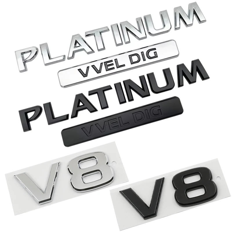 

3D ABS PLATINUM VVEL DIG V8 Car Trunk Letters Logo Badge Emblem Decals Sticker For Nissan Patrol Y60 Y61 Y62 Armada Accessories
