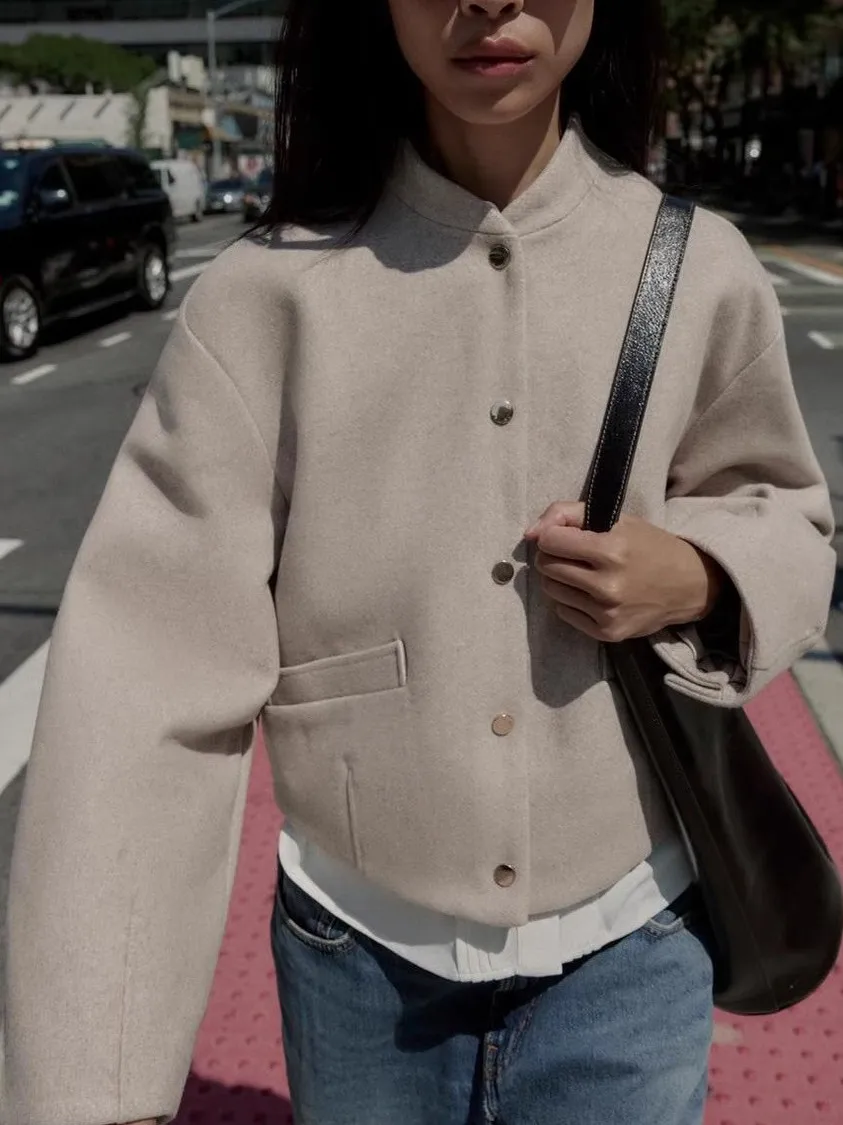 

Повседневная женская длинная куртка Sle Pilot Jaet с воротником-стойкой, эластичный подол, мягкая нейлоновая верхняя одежда, осень 2024, модный тренд