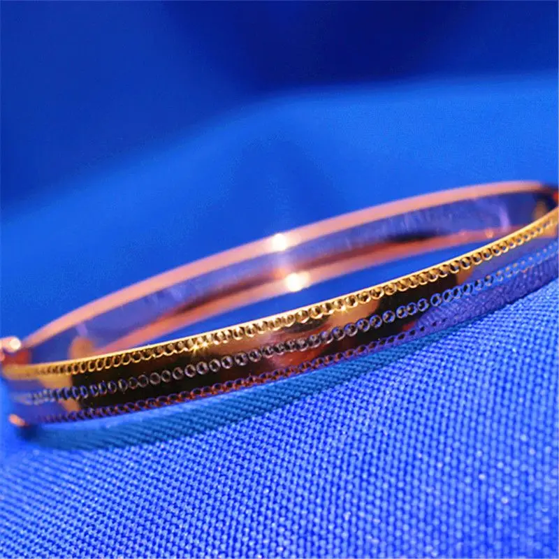 Simple Fashionable 14K Rose Gold Plated New charm bracelet for women 585 Purple Gold three-colour bangles Banquet Jewelry