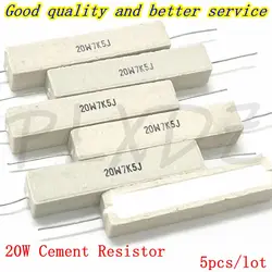5pcs 20W 5% Cement Resistor Power Resistance 0.1R-10K 0.47 1 1.5 2.2 2.5 3 4.7 5.1 6 10 22 24 33 47 100R 1.8K 2.2K 4.7K 10K ohm
