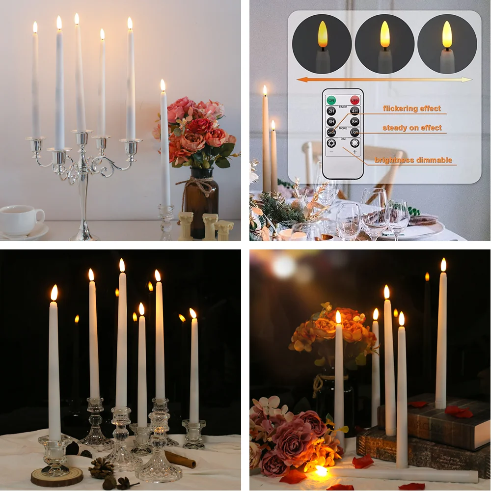 Flameless Flickering Battery Operated Tea Lights Candle with Remote 3D Wick Light Candles Pack of 6 Christmas Home Wedding Decor