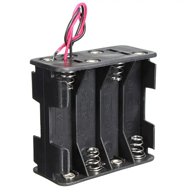 2 Volt 12V AA Battery Clip Slot Storage Holder Box Case 8 AA Batteries Stack 6 Leads DIY Batteries Clip Holder Container