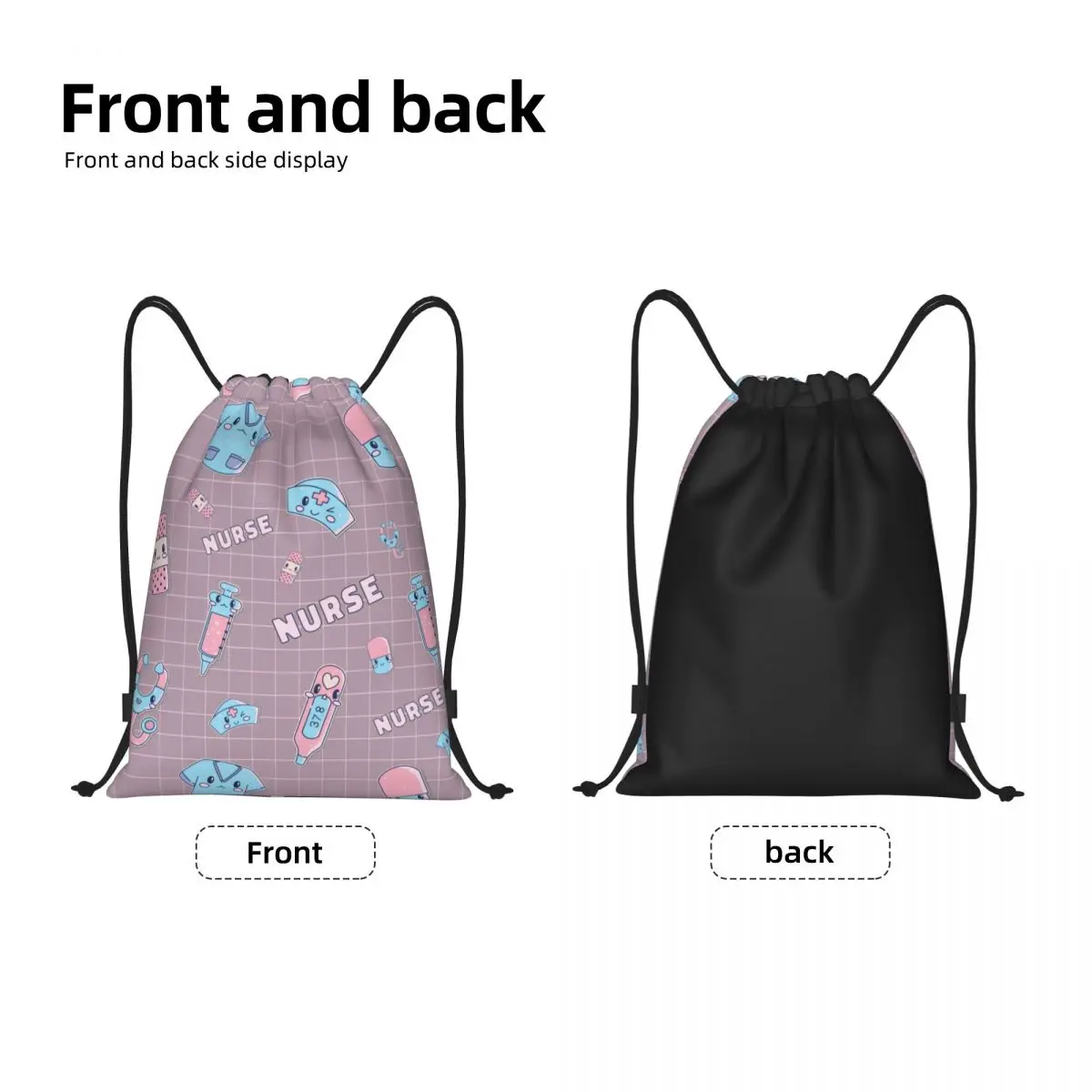 Custom Kawaii Hospital Medical Drawstring Backpack Women Men Sport Gym Sackpack Portable Nurses Nursing Training Bag Sack