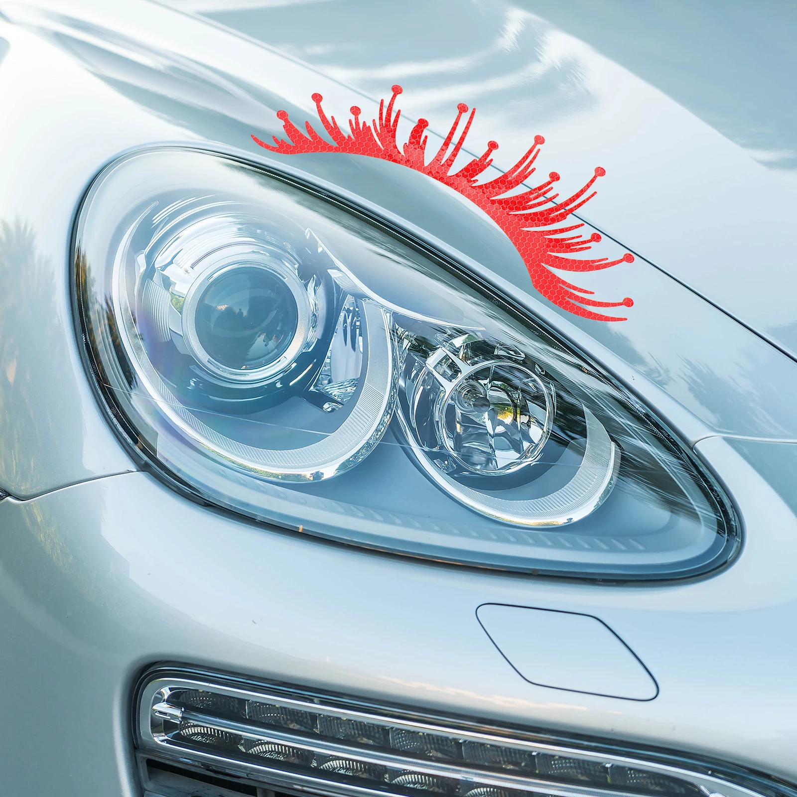 

2Pcs Reflective Car Eyelash Stickers Headlight Decals Night Visibility Safety High Visibility Automotive Exterior Decoration